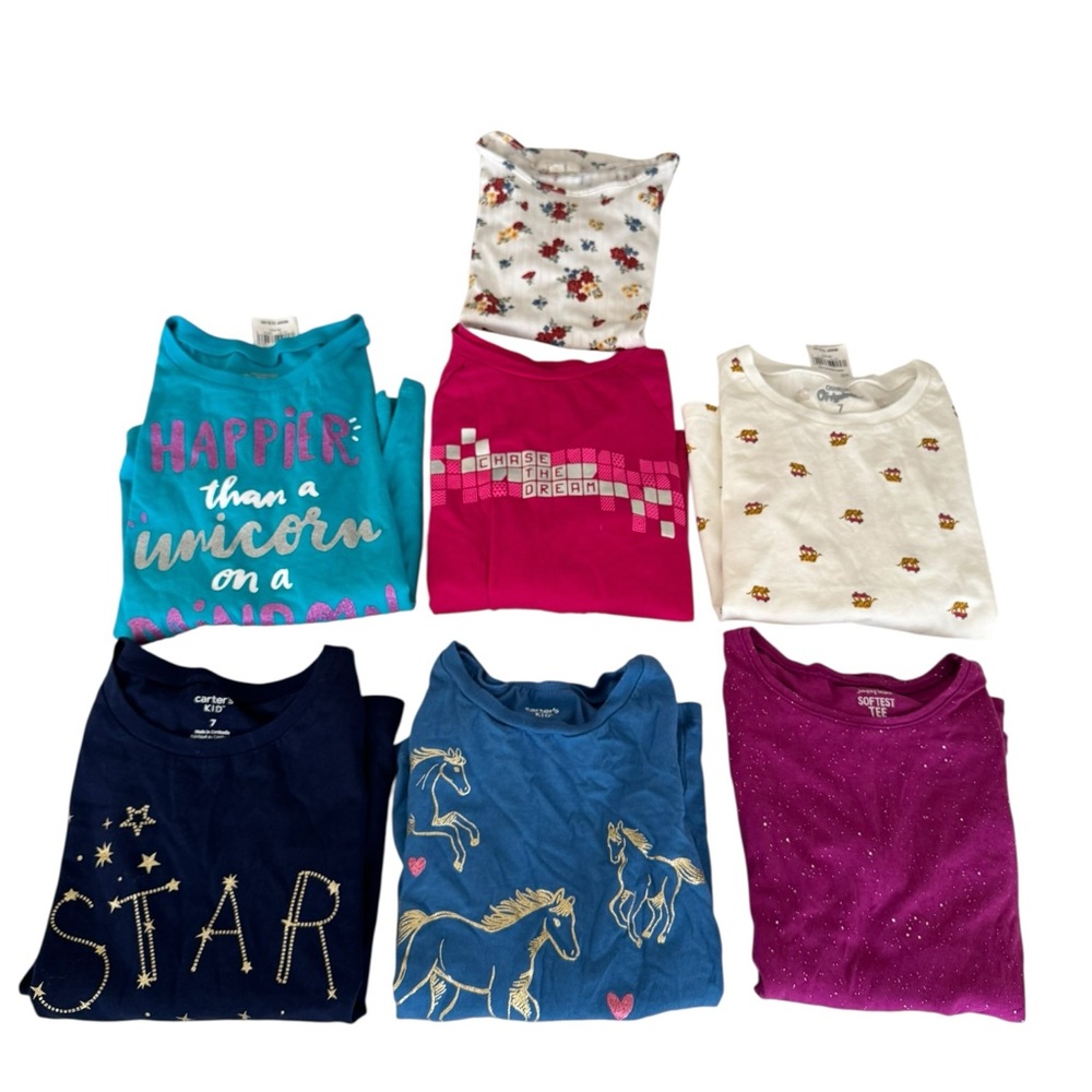 Bundle: 7 Girls’ Graphic Tees – Size 7/8